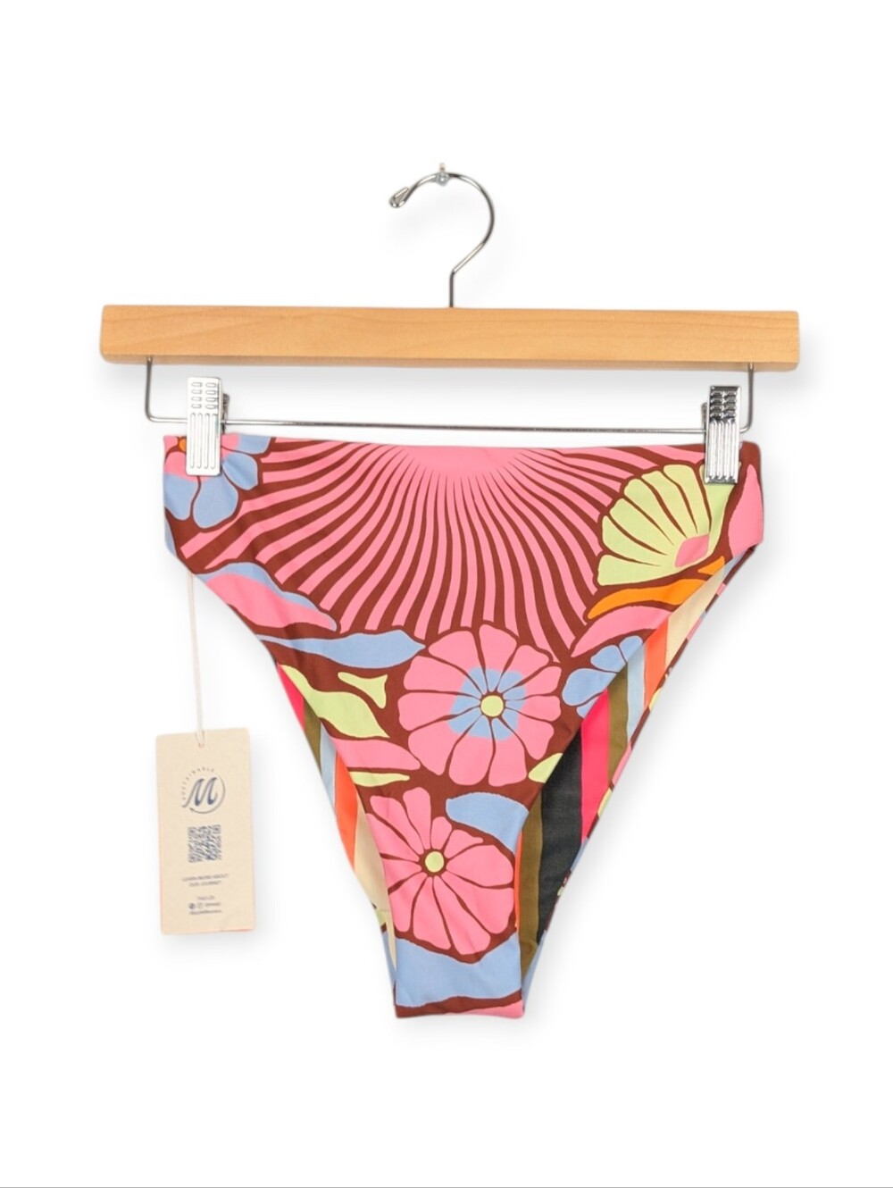 Maaji Bikini Bottom S Floral Print Sully High Waist Reversible Swim Bottom NWT